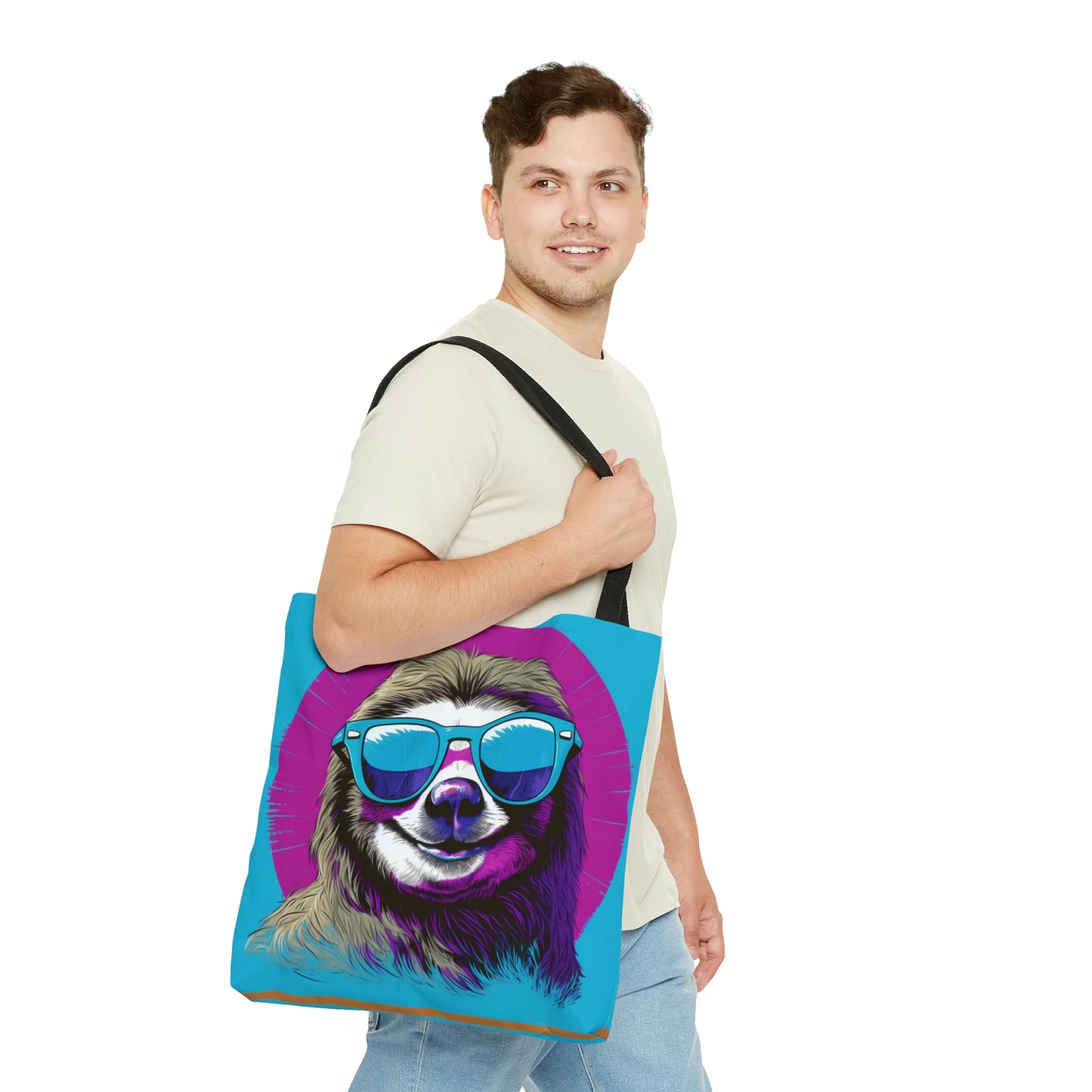 Galactic Sloth Retro-Inspired Animal Tote Bag (AOP)