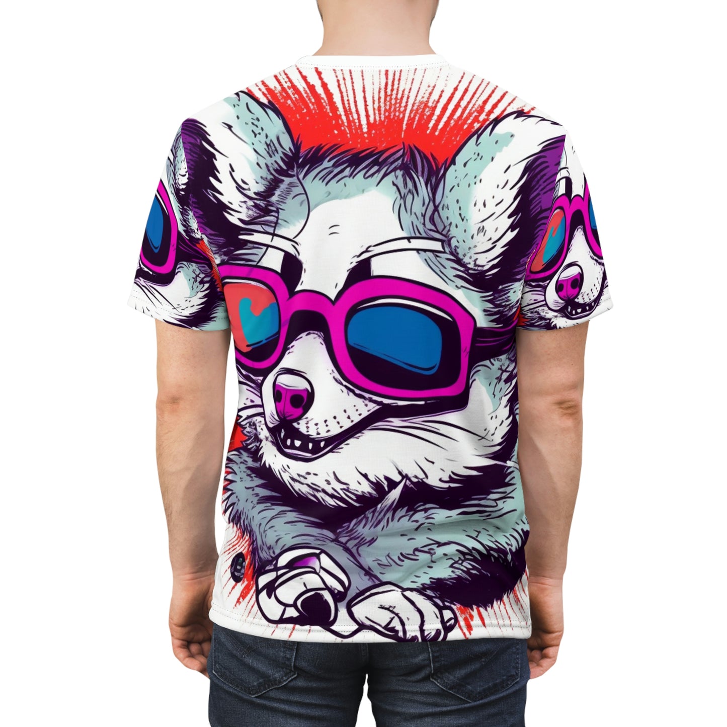 Delighted Opossum Animation graphic Unisex Cut & Sew Tee (AOP)