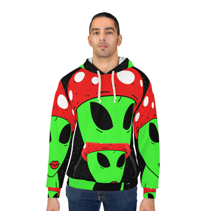 Mushroom Hat Game Cartoon Alien AOP - Sudadera con capucha unisex 