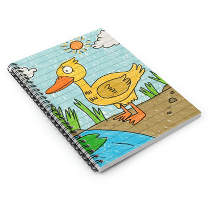 Yellow Duck Bird Pond Spiral Notebook - Ruled Line