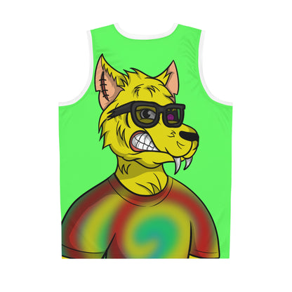 Lobo Cyborg Tie Dye Camisa de lobo Piel amarilla Gafas de sol frescas Camiseta de baloncesto 