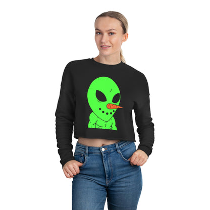 Veggie Visi Alien Vegetable Visitor Women's Cropped Sweatshirt