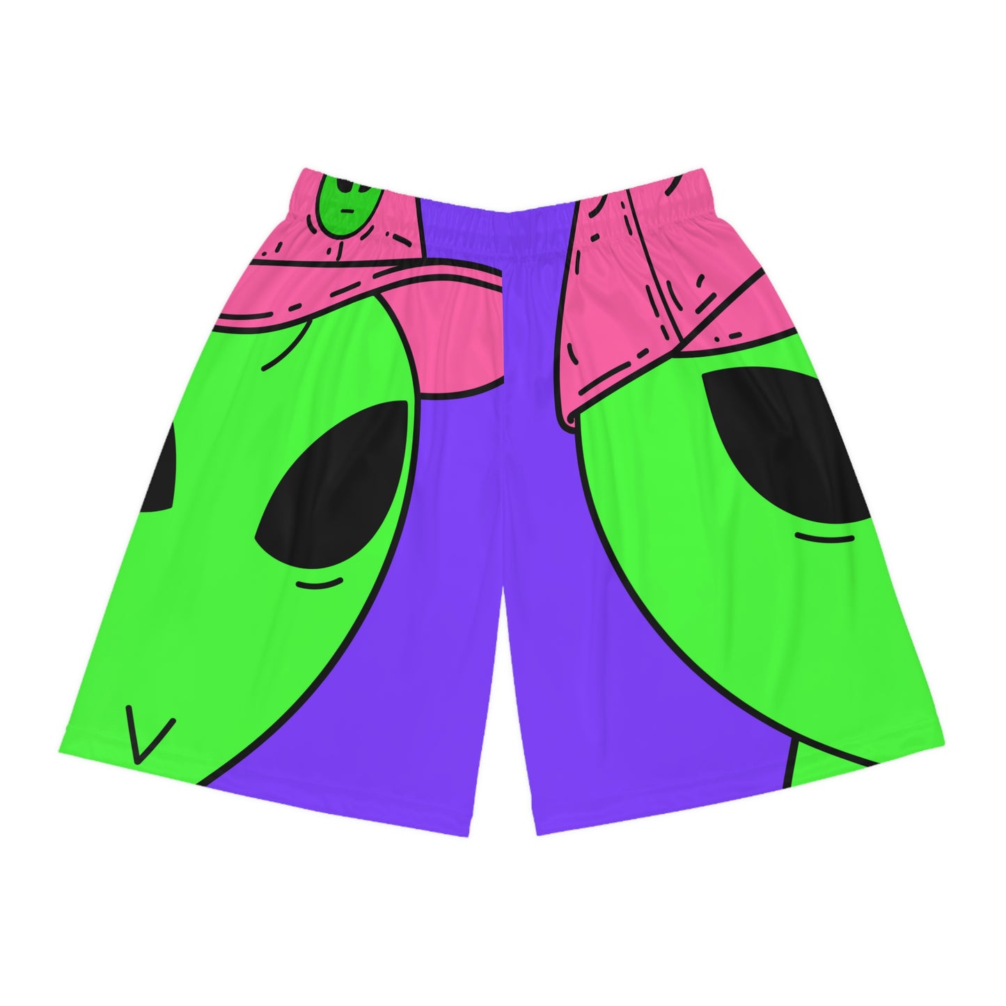 Pantalones cortos de baloncesto Visi Hat Visitor Green Alien (AOP) 