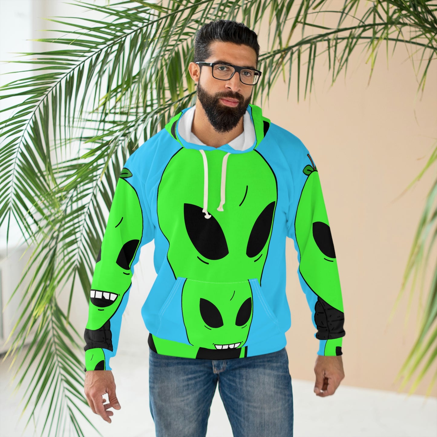 Apple Head Fruta Saludable Alien AOP Sudadera con capucha unisex 