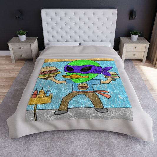 Burger Patty Cooker Alien Visitor 751 Crushed Velvet Blanket