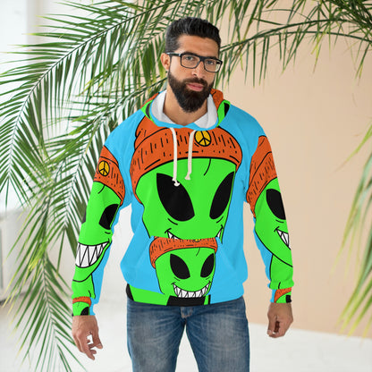 Peace Alien Visitor Smile Graphic AOP Unisex Pullover Hoodie