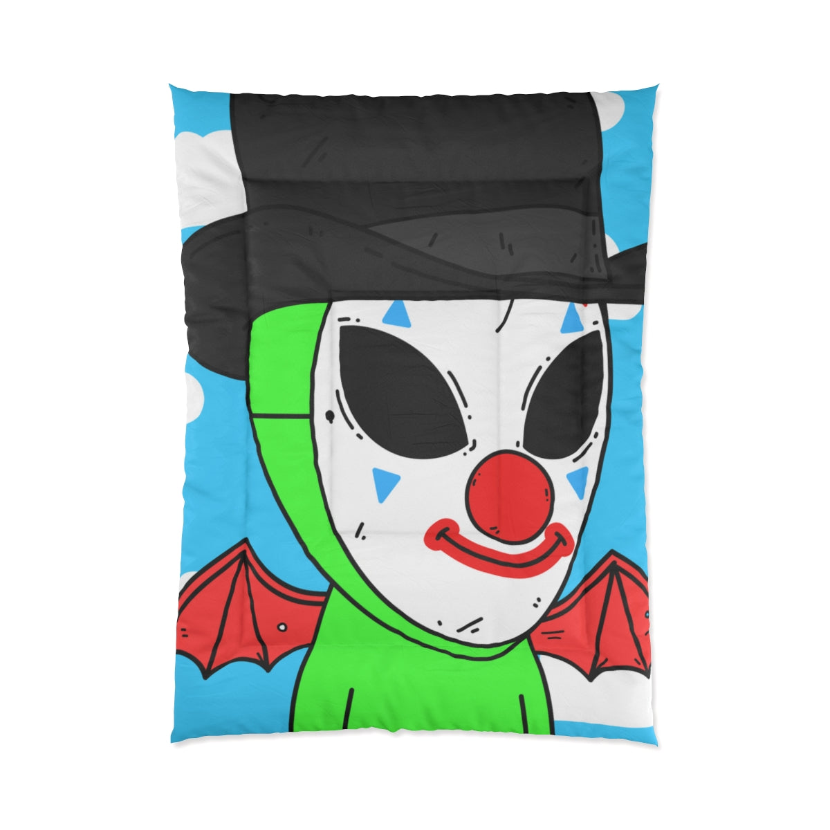 Clown Visitor Green Alien w/ Devil Wings Bed Comforter