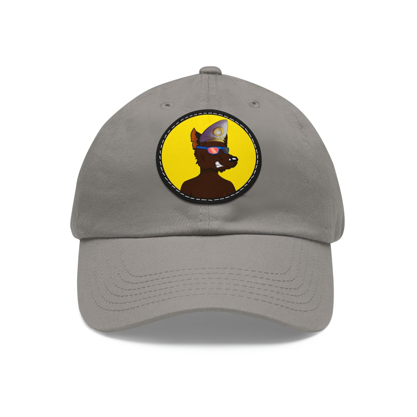 Dog Ship Yacht Captain Werewolf Cyborg Dad Hat with Leather Patch (Round)