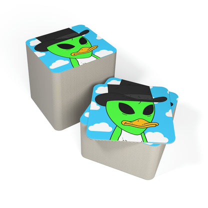 The Visitors Green Alien Duck Black Top Hat Coasters (50, 100 pcs)