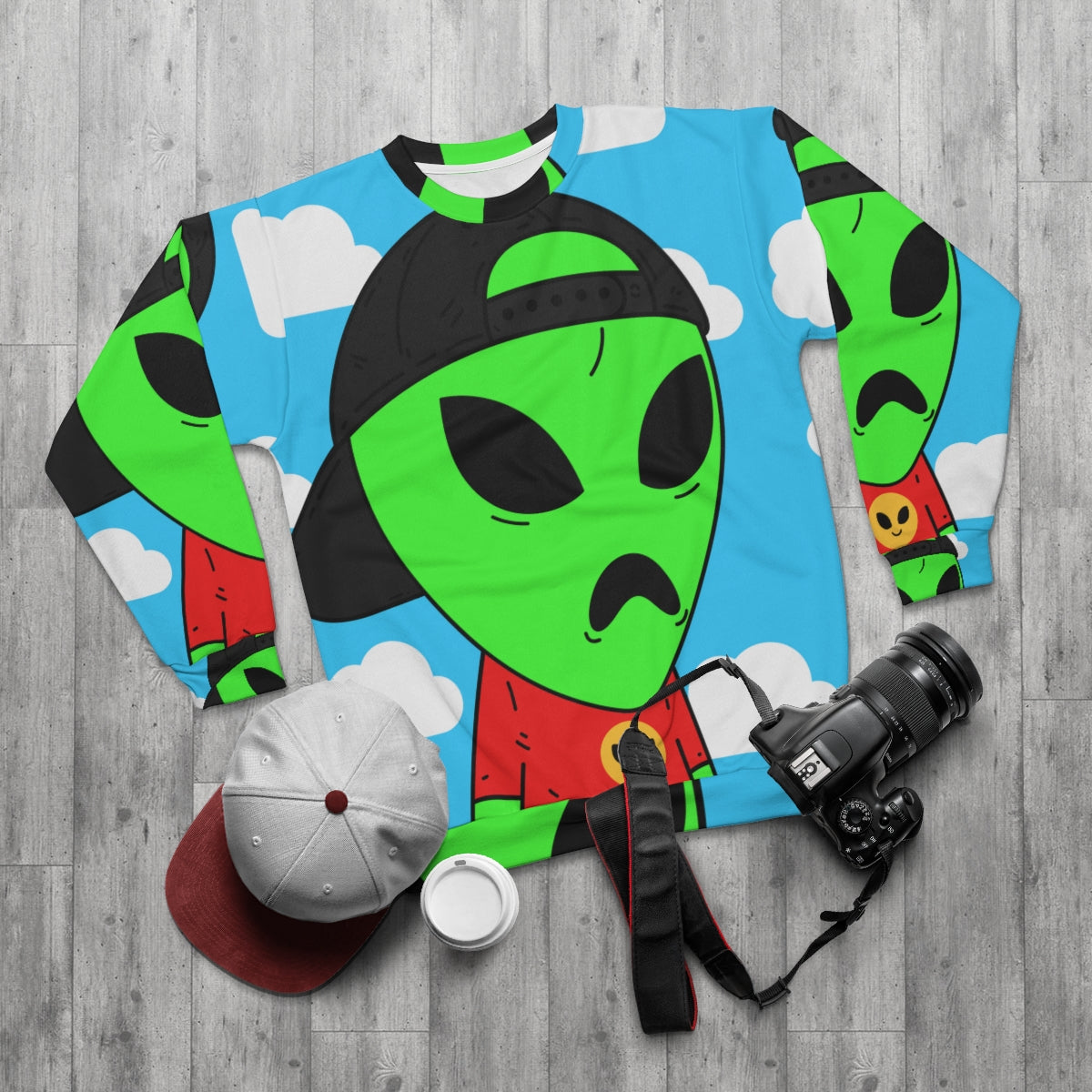 Alien Sky Cloudy Visitante Digital AOP Sudadera unisex 