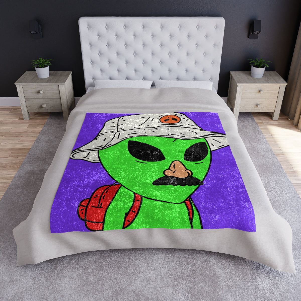 The Visitor Green Alien Space Traveler Crushed Velvet Blanket - Visitor751