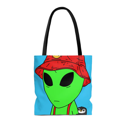 Penguin Alien Visitante Red Visi Hat Tirantes AOP Bolsa de tela 