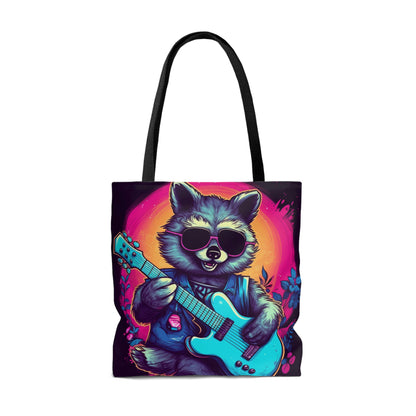 Raccoon Musician Art - Rock Star Guitarist Furry Animal Tote Bag (AOP)