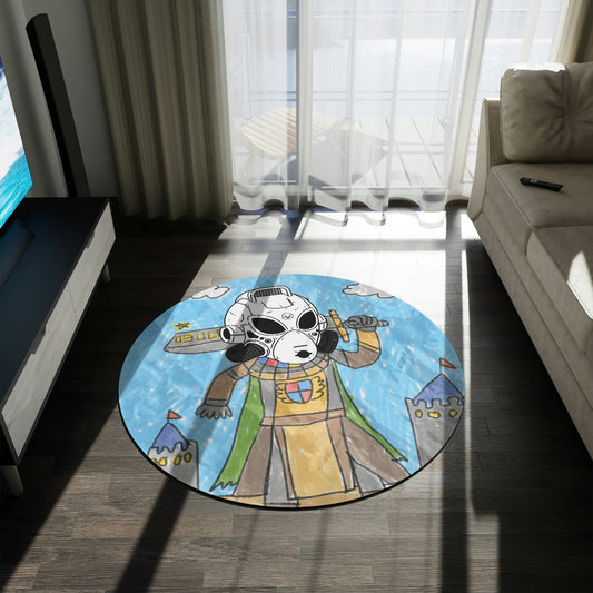 Robot Anime Large Sword Warrior Battle Alien LOL Visitor Round Rug