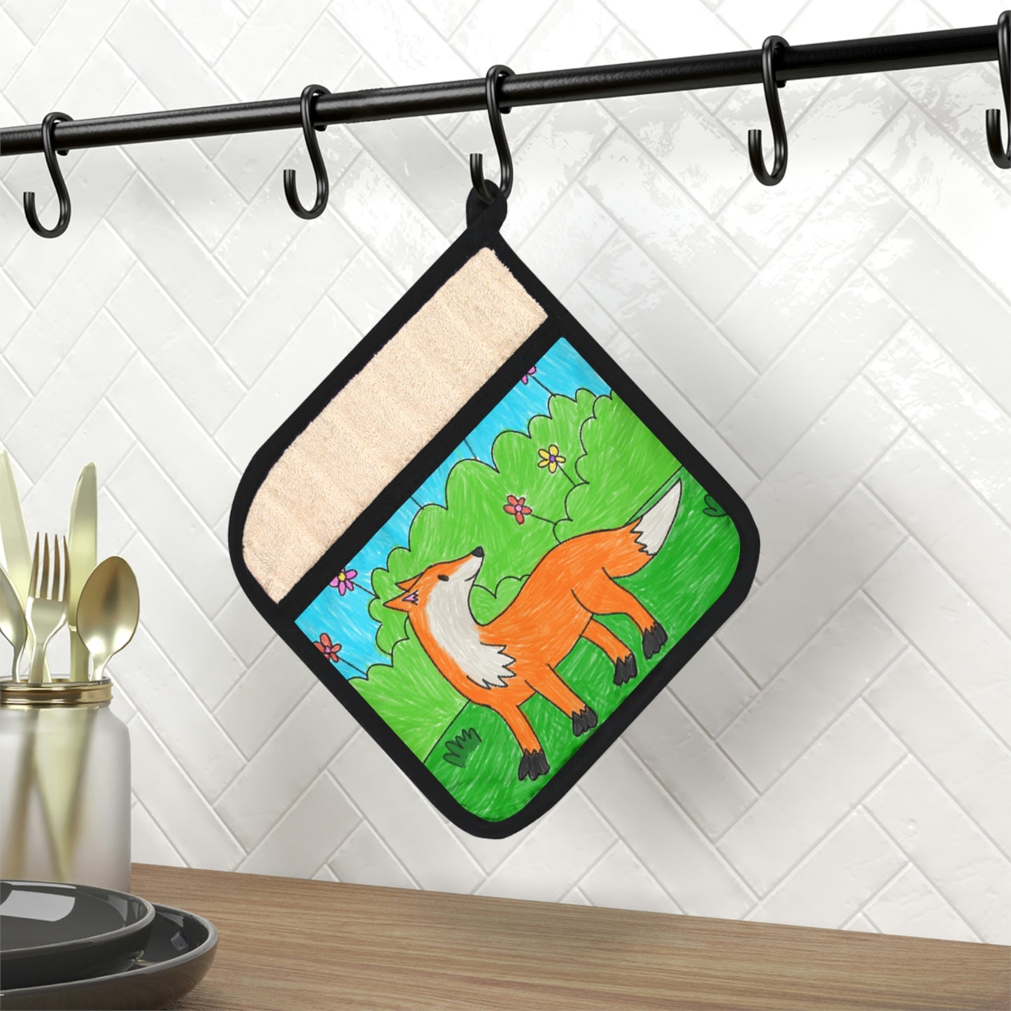 Fox Woodland Animal Foxy Pot Holder con bolsillo