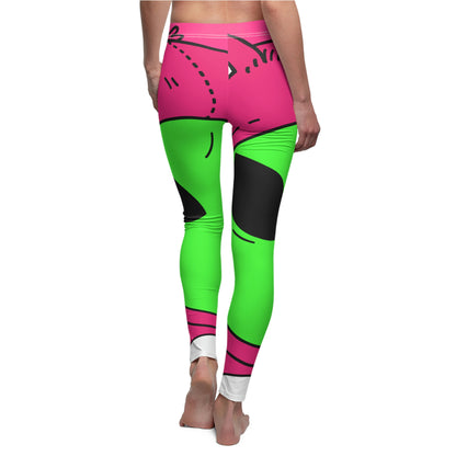 Pink Bear Green Peace Hand Tongue Visitor Alien Women's Cut & Sew Casual Leggings