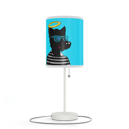 Cyborg Wolve Angel Halo Striped Shirt Glasses Wolf Lamp on a Stand, US|CA plug