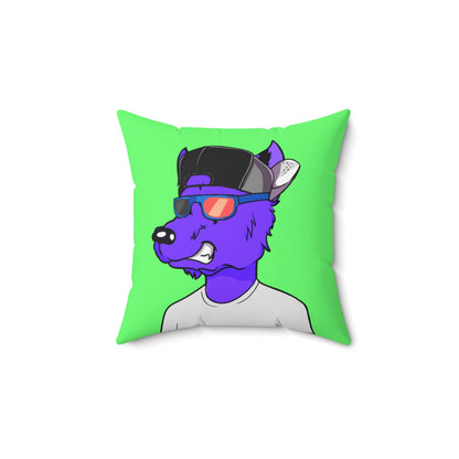 Cyborg Wolf Purple Fur Sunglasses Shades Cool Hat White Tshirt Spun Polyester Square Pillow