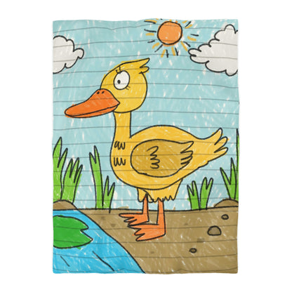 Yellow Duck Bird Pond Microfiber Duvet Cover