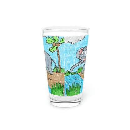 Elefante Elephant King Safari Animal Pint Glass, 16oz