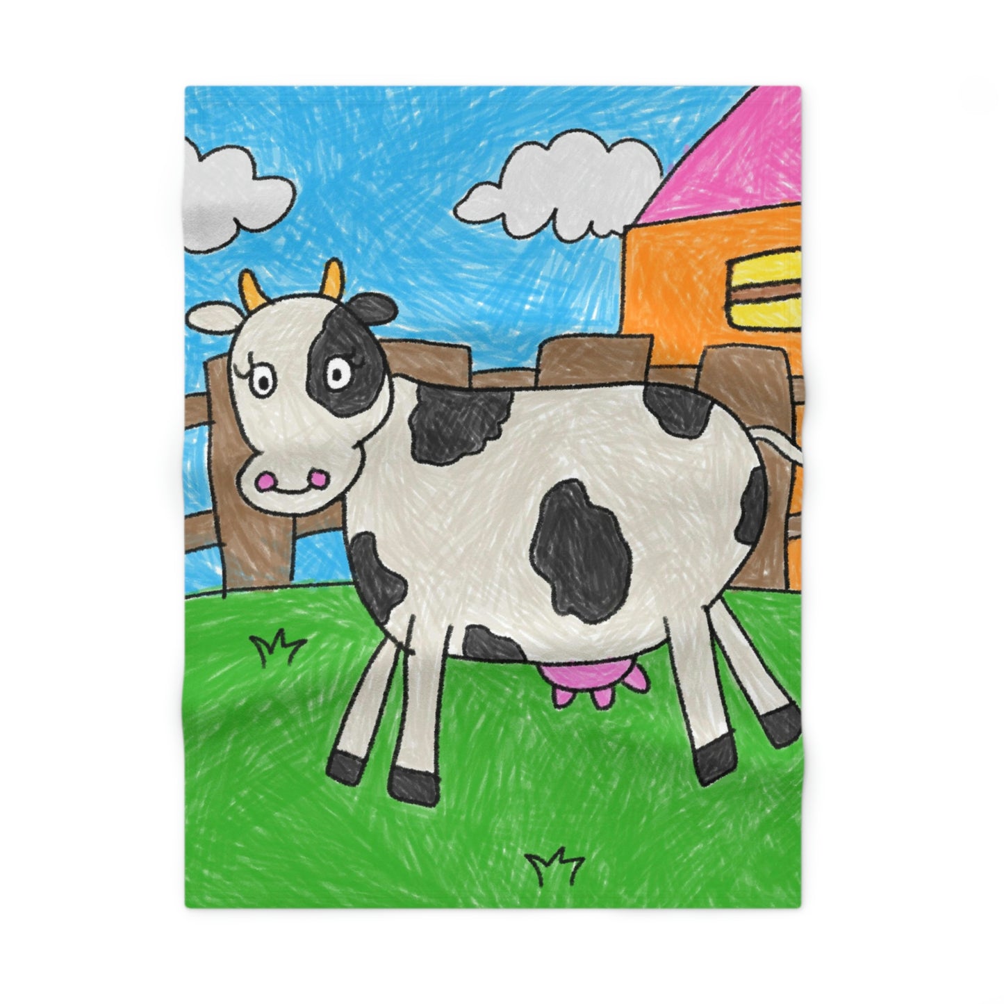 Cow Moo Farm Barn Animal Character Soft Fleece Baby Blanket
