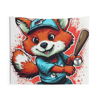 Red Panda Baseball Sport Athletic Graphic Indoor Wall Tapestries