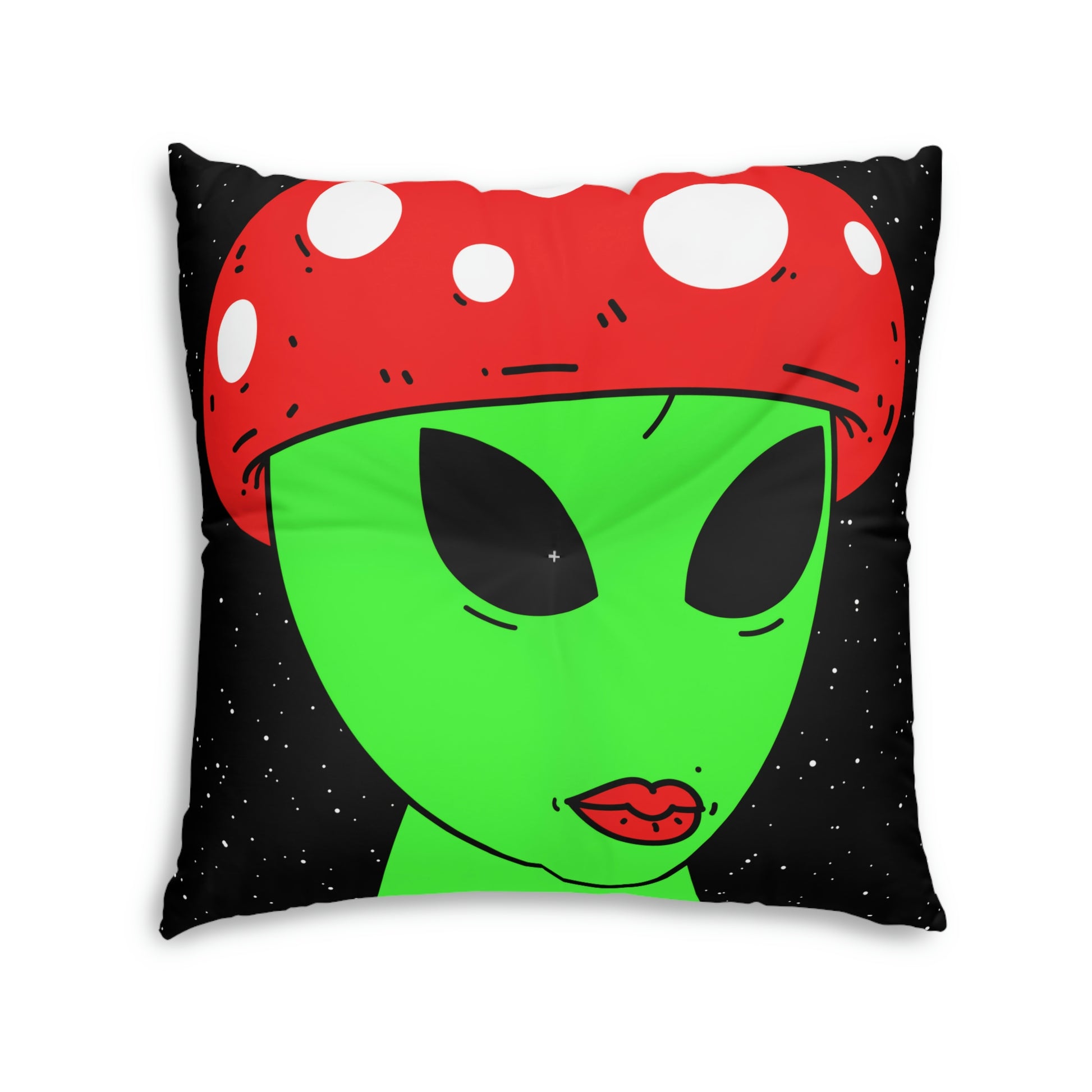 Multi Visitor (2) Green Alien w/ Devil Wings + Mushroom Head Tufted Floor Pillow, Square - Visitor751