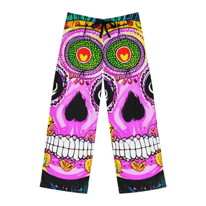 Trippy psychedelic Skull Skeleton Head Face Men's Pajama Pants (AOP)