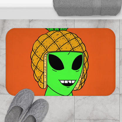 Visitante de cabeza de piña Diente astillado alienígena verde Alfombra de baño