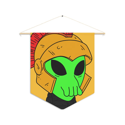 Green Spartan Helmet Alien Squid Mouth Visitor Pennant