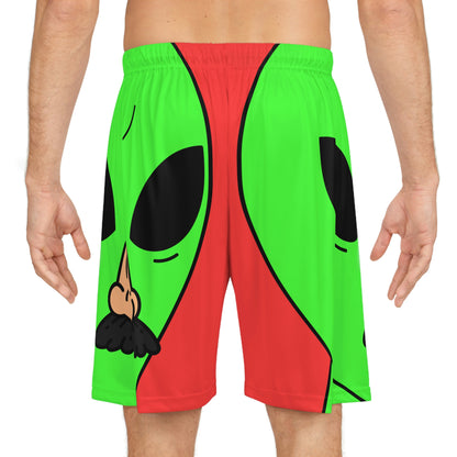 Fake Alien Human Mask Basketball Shorts (AOP)