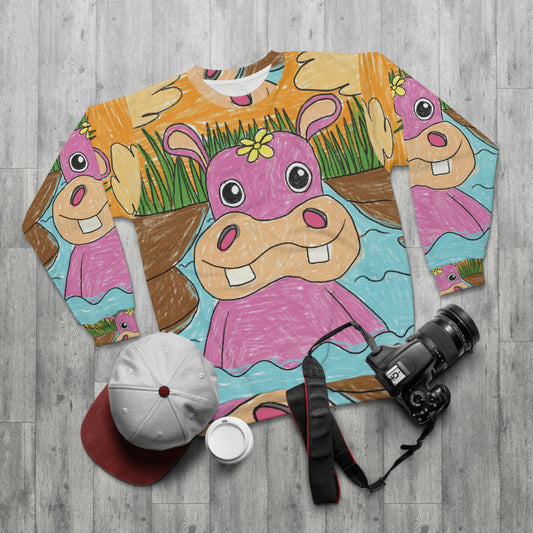 Hippo Hippopotamus Animal Creature Graphic AOP Unisex Sweatshirt