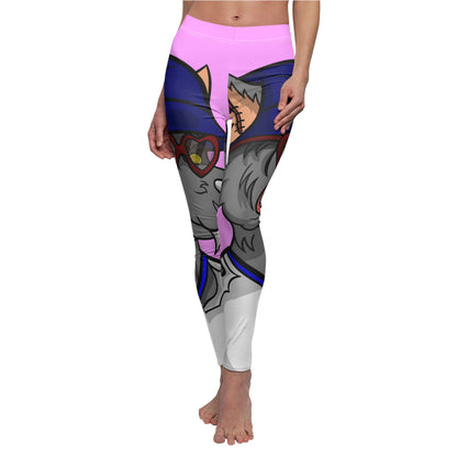 Valentine Wolf Heart Love Women's Cut & Sew Casual Leggings