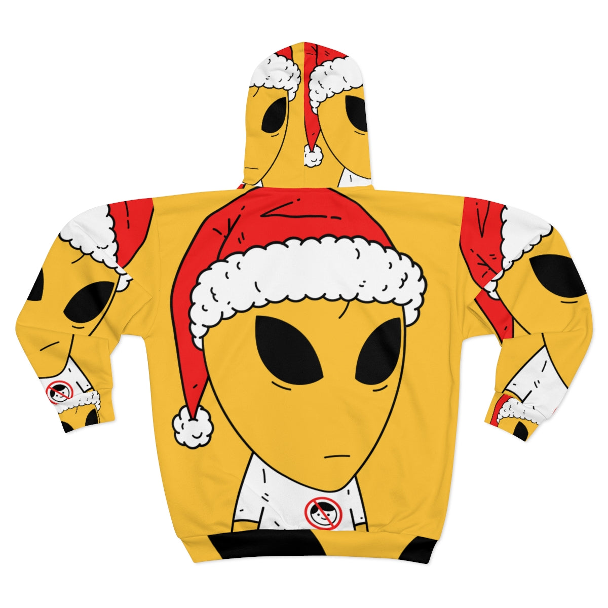 Navidad rojo Santa Hat Alien AOP Sudadera con capucha unisex con cremallera 