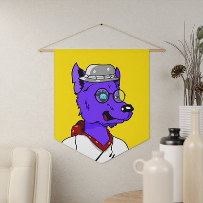 Cyborg Wolf Round Frame Glasses Fedora Hat White Sweatshirt Hoodie Purple Fur Pennant