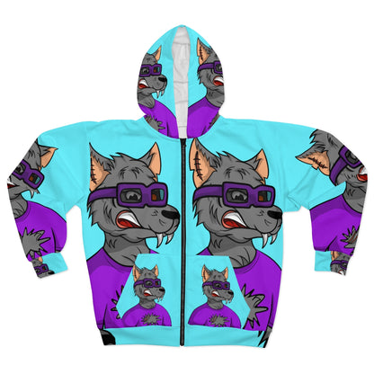 Sofisticada sudadera con capucha unisex Nerd Wolf AOP 