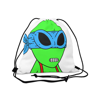 Green Alien Blue Ninja Mask Red Suspenders Visitor Outdoor Drawstring Bag