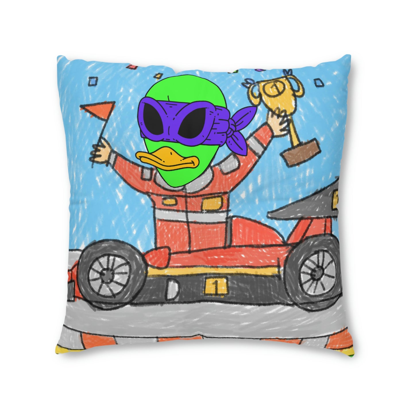 Race car Driver Win Visitor 751 Tufted Floor Pillow, Square