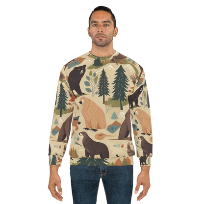 Inspirado en el desierto de EE. UU.: osos grizzly, sudadera unisex con patrón de animales (AOP) 