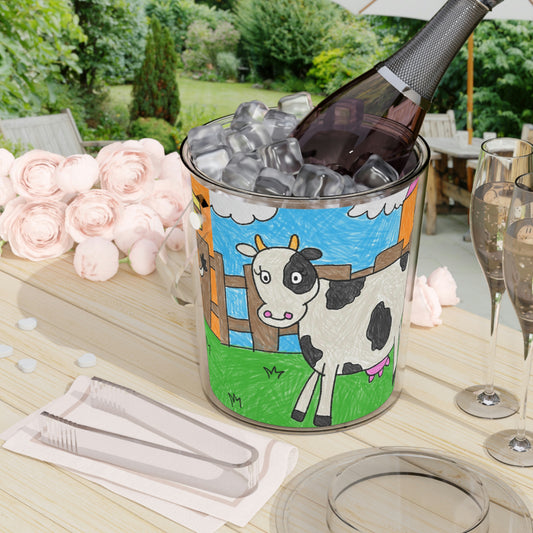 Cow Moo Farm Barn Animal Character Ice Bucket with Tongs