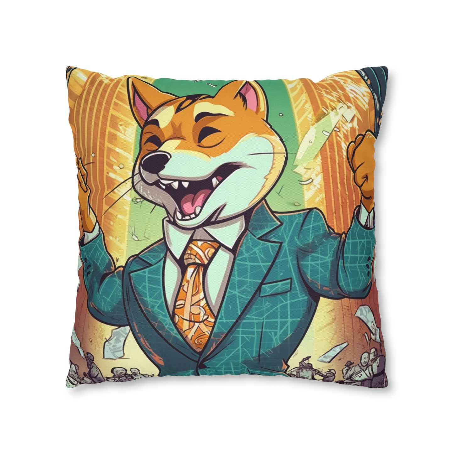 Synthwave Shiba Inu NYSE Collector's Gear: Spun Polyester Square Pillow Case