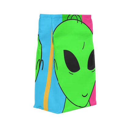 Green Alien Smile Hair Visitor Character Cartoon Comic Polyester Lunch Bag