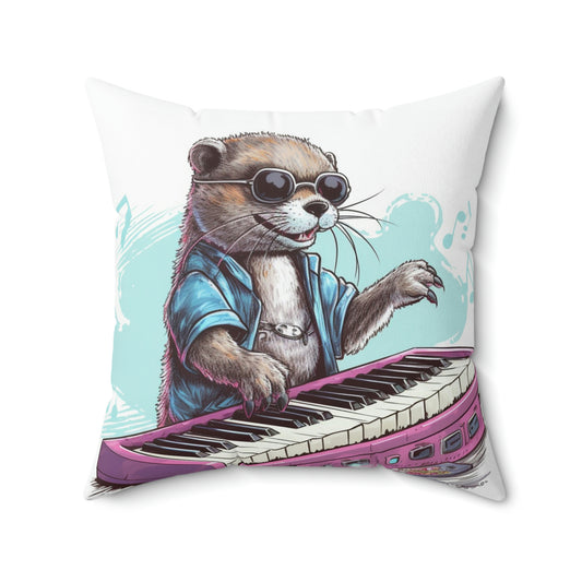 Otter Piano Keyboard Music Player Graphic Spun Polyester Square Pillow