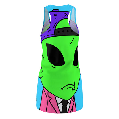 Moody Alien Visitor Women's Cut & Sew Racerback Dress (AOP)