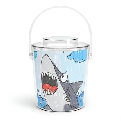 Shark Jaw Teeth Attack Ocean Sea Creature Ice Bucket with Tongs