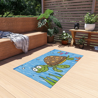 Sea Turtle Beach Sand Ocean Outdoor Rug