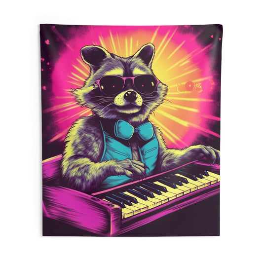 Raccoon Keyboard Piano Music Animal Graphic Indoor Wall Tapestries