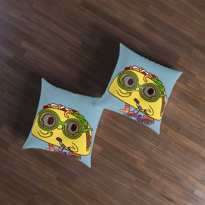 Bike Ride Scooter Taco Tufted Floor Pillow, Square