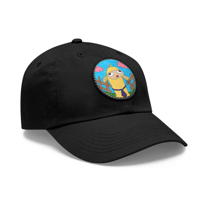 Llama Lovers: Heart and Animal Design Graphic Dad Hat with Leather Patch (Round)