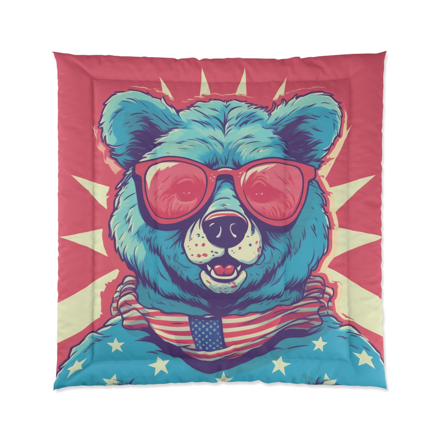 4th of July Festive Fun: Cute Patriotic Bear Graphic USA Style Comforter